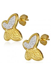 SALE - Sunblasted Butterfly plieniniai auskarai